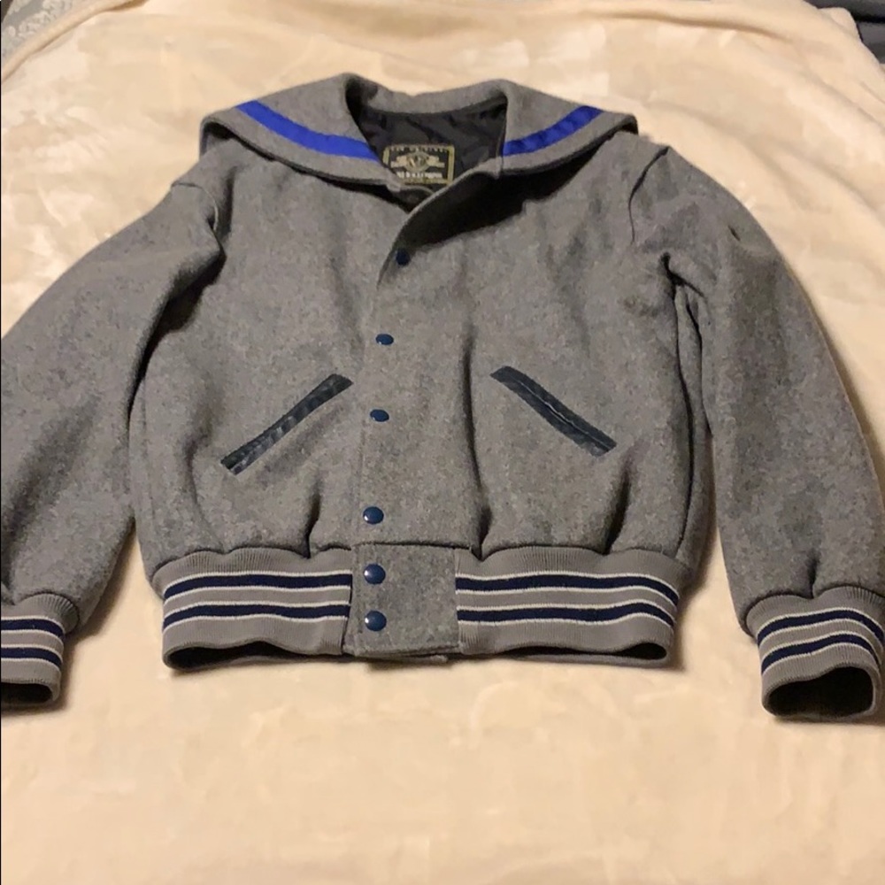 Navy and grey letterman jacket